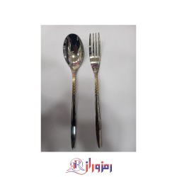 سرویس قاشق چنگال 24 نفره یونیک مدل سوزنی  طرحدار نقره ای طلایی
